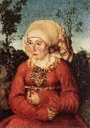 CRANACH, Lucas the Elder Portrait of Frau Reuss dgg oil on canvas